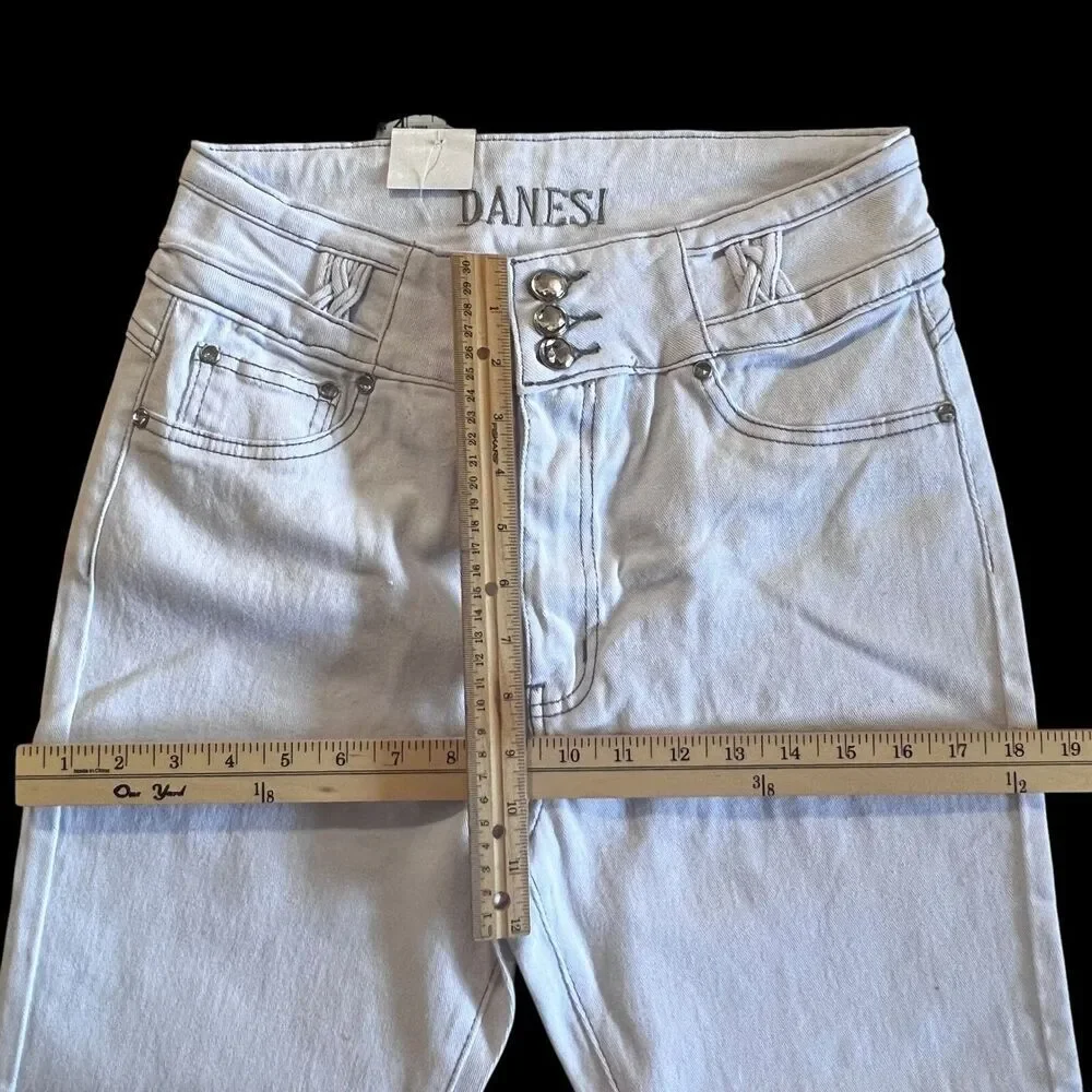 Danesi Jeans Butt Lifter White Denim High Waist Slim Fit Jeans Size 11
